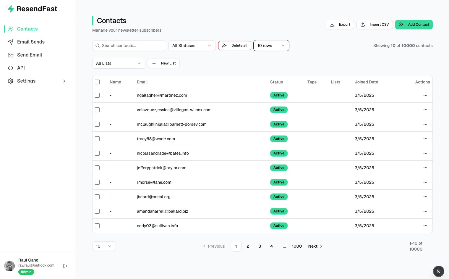 ResendFast Dashboard Preview